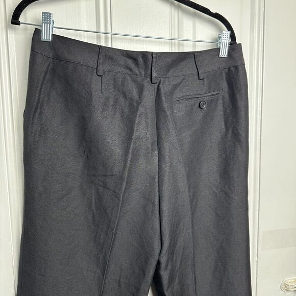 Kate Hill Pants Womens 8P Black Pleated Trouser Linen Blend Pockets Straight Leg - Picture 7 of 8